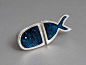 希腊原创设计师Kostas 纯银可调节戒指 双鱼座 蓝色大海中的鲸鱼