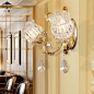 三洛 美式全铜水晶壁灯 卧室床头灯客厅过道走廊灯楼梯壁灯 Y055