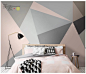 北欧几何壁纸现代简约风格粉色灰色卧室床头客厅电视背景墙墙纸-淘宝网