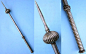 Indian gurz (round mace), heavy battle mace, probably late 18 or early 19 Century. 3 inch steel ribbed head ending with a heavy 6 inch long steel spear head , steel haft. Total length 32 inches. http://www.oriental-arms.co.il/