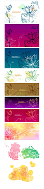 炫彩线描花卉背景矢量素材 - 素材中国16素材网