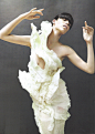 Beautiful Sculptural Fashion - dress with delicate swan-like form 