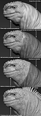 SF ZOO Animal Learning Plaza - Page 2---The marine iguana's body has relativity uniform scale. I decided to finish the head and body in different ways. 