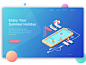 Summer Holiday Landing Page stats data manage pool summer holiday ui landing page illustration isometric gif animation