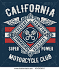 California motorcycle typography with wing illustrations, t-shirt graphics, vectors.