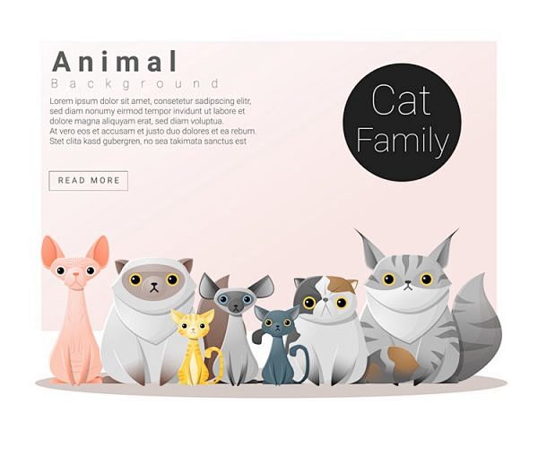 超可爱小动物家族卡通插画矢量图设计素材 ...