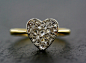 Antique Diamond Engagement Ring - 18ct Gold Antique Diamond Heart Ring