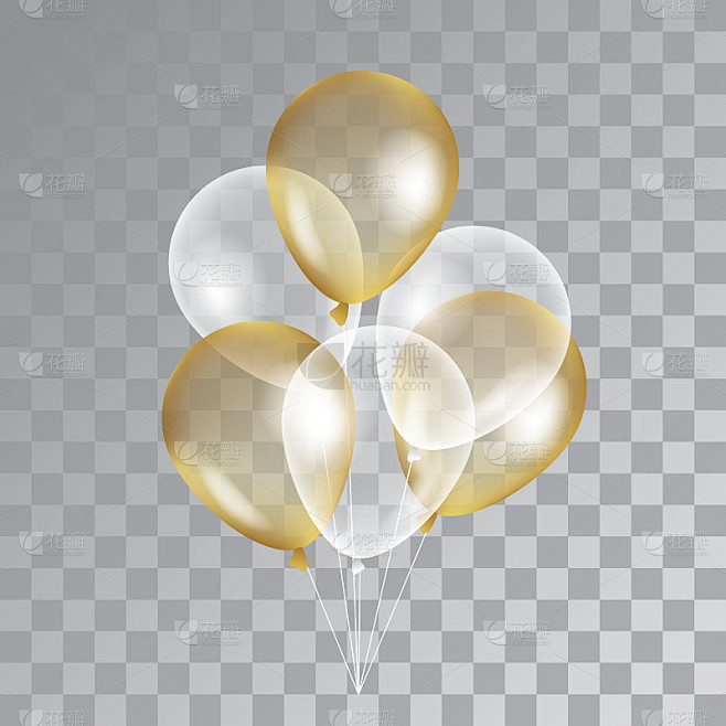 金色透明气球的背景。