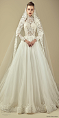 fadwa baalbaki spring 2017 couture illusion long sleeves high neck lace a line wedding dress (11) mv