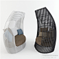 现代艺术风格环绕式镂空鸟笼型特殊材质藤编家具沙发