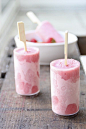 Strawberries & Almond Milk Popsicles