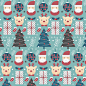 圣诞老人 麋鹿 礼物 圣诞树 规则排列 可爱图案插图插画设计AI ti367a14303