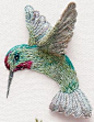 ♒ Enchanting Embroidery ♒ embroidered  hummingbird by Kimika Hara