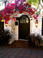 Bougainvillea and archways - common in Santa Barbara neighborhoods