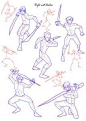 how to draw fighting poses step 1