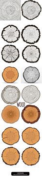 M347树木丛林灌木树林剪影年轮木纹植物EPS矢量平面设计素材-淘宝网