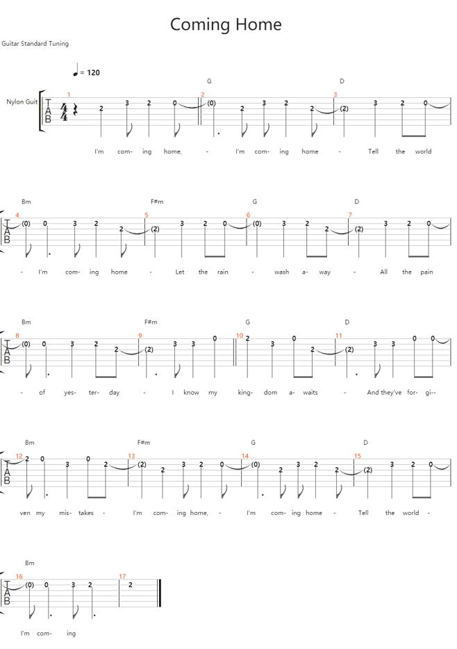 Coming Home吉他谱(gtp谱)...