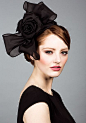 Silk organza bow headdress with flower 