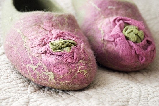 felted slippers with...