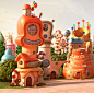 HAPPY CITY : 3d image of a HAPPY city for mc donald's happy meal  tbwa parisdigital illustration, full cg image made of 3d
