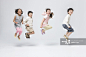 Children jumping, studio shot_创意图片