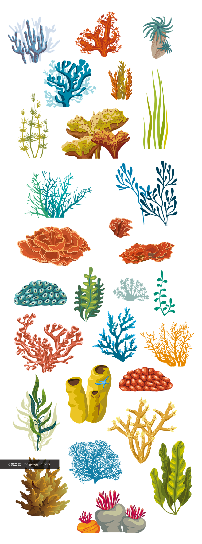 [美工云]Seabed海底世界珊瑚矢量元...