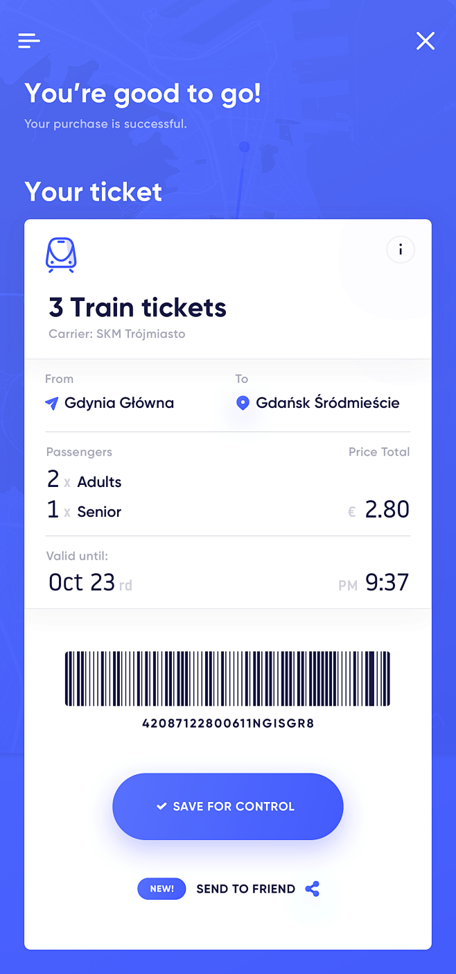 Your ticket screen