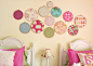 Love the fabric combination in this embroidery hoop wall grouping.    The Cottage Home