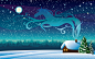 General 2560x1600 snow cottage night horse vector art pine trees