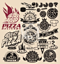 Pizza icons, labels, signs, logo designs and design elements #yestone# #邑石网# #怀旧#