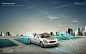 蓝色天空 人工智能 无人驾驶 未来概念汽车海报PSD_平面设计_海报
