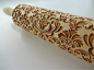 DAMASK Embossing Rolling Pin. Engraved rolling pin with Damask flower pattern for embossed cookies. Pottery