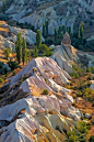 Rock formations in Cappadocia .