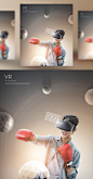 虚拟体验 智能游戏 多边球体 VR海报设计PSD_平面设计_海报