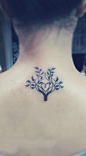 tree tattoo behind the neck with a heart hidden inside #tree