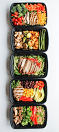 Easy Chicken Meal Prep Bowls: 5 Ways - this is a quick and easy way to have healthy lunch recipes and healthy dinner recipes for the week! #ad: 