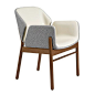Solid beech frame, upholstered seat and back.Available upholstered in various fabrics, leather or C.O.M.