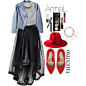 A fashion look from February 2015 featuring lightweight motorcycle jacket, tulle skirt and red flat shoes. Browse and shop related looks.