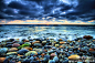 静静躺在海滩上的卵石，圣迭戈，美国