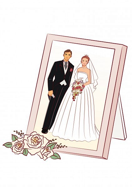 结婚用品卡通插画矢量图片