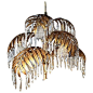 Mid Century Gilt Tole Palm Frond Chandelier | From a unique collection of antique and modern chandeliers and pendants  at https://www.1stdibs.com/furniture/lighting/chandeliers-pendant-lights/:  #阁楼#