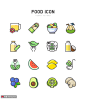 西瓜柠檬牛油果蓝莓蘑菇椰果食品标识UI图标 icon图标 扁平图标