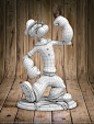 Popeye, Nigel Schütte : I'm a huge fan of Electric Tiki's maquettes. The way they capture a traditionally 2d character in 3d is remarkable. I had challenged myself to model both their Jessica Rabbit statues in the past, using only a couple of low res onli