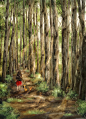 一起走过的林间小路 ~ 来自韩国插画家Aeppol 的「森林女孩日记」系列插画。
