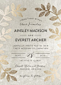 "Folk Filigree" - Modern, Rustic Foil-pressed Wedding Invitations in Linen by pandercraft.