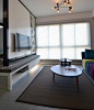100平方米三房二厅大户型现代简约风格家居客厅茶几电视背景墙灯具装修效果图