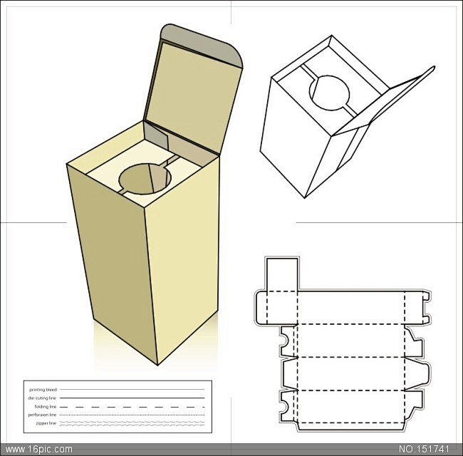 酒瓶包装盒展开图CDR矢量图