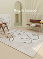 日式地毯客厅夏季家用茶几毯北欧抽象线条现代艺术日系INS风地垫-tmall.com锟斤拷猫