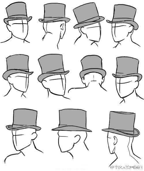 一些帽子的练习画法!  #插画艺术作品#