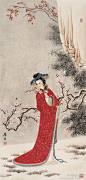 #工笔画#【 黄均 《仕女图》 】黄均（1914-2011年），号懋忱，祖籍台湾淡水，1914年7月6日生于北京。著名工笔人物画家、美术教育家。黄均自幼酷爱绘画，他的作品继承和发扬了我国工笔重彩的传统技法，他的仕女人物画构思巧妙，笔法工整，描绘细腻传神，色调明丽典雅，显示了画家的高度艺术修养。